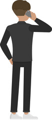 Office man wear black suit character design. Presentation in various action with emotions, running, standing and walking.