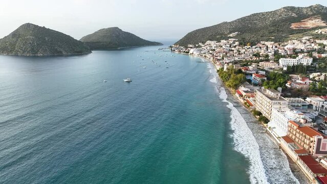 Aerial footage of Tolo village in the Peloponnese, Greece