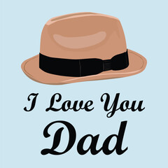 Happy fathers day card. Vector icon panama hat.