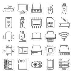 set of icons about computers and hardware