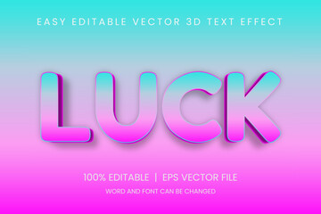 text style effect, Vector Luck 3d editable text effect design, 3d editable effect template high resolution, Colorful text effect style, editable text effect