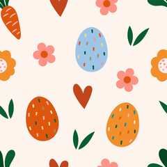 Cute boho pattern with easter eggs