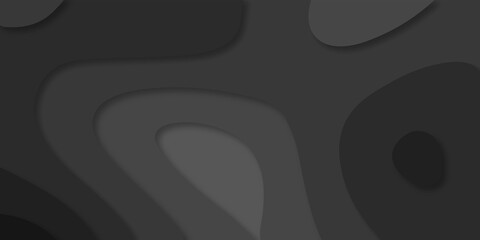 	
Luxury dark black papercut background. Abstract realistic papercut decoration textured with wavy gold lines and layers. 3d topography relief. Carving art black papercut background.