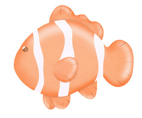 clownfish cartoon watercolor illustration 