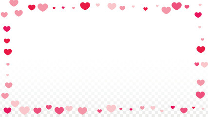 Hearts Confetti Falling Background. St. Valentine's Day pattern. Romantic Scattered Hearts Design Element. Love. Sweet Moment. Gift. Cute Element of Design for Sales or Celebration.
