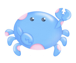 blue crab cartoon watercolor illustration 