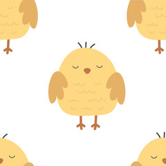seamless pattern with cartoon chicken. colorful vector for kids. hand drawing, flat style. baby design for fabric, print, textile, wrapper