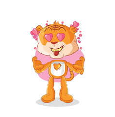 tiger fallin love vector. cartoon character
