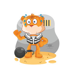 tiger criminal in jail. cartoon character