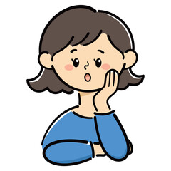 シンプルでかわいい女性アイコン　驚くポーズ　イラスト素材