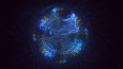 3D rendering abstract multicolor fractal light background