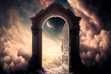 Heaven's gate to heaven, end of life  Generative AI - obrazy, fototapety, plakaty