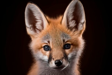 Cute face of a fox cub in the studio Generative AI