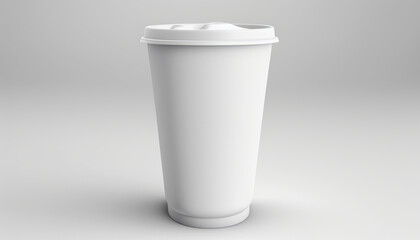 White plastic cup on white background created with Generative Ai technology