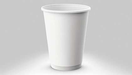 White plastic cup on white background created with Generative Ai technology