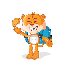 tiger goes to school vector. cartoon character