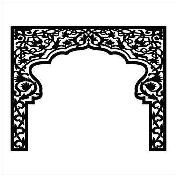 Laser cutting design for temple, Mandir Jali, Partition arch for temple decoration vector