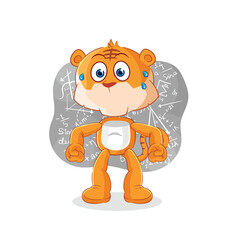 tiger thinking hard vector. cartoon character