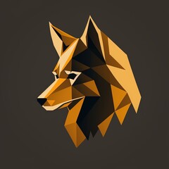 Minimalist wolf logo. Generative AI.