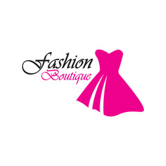 Beautiful dress woman logo simple creative for boutique fashion shop logo vector