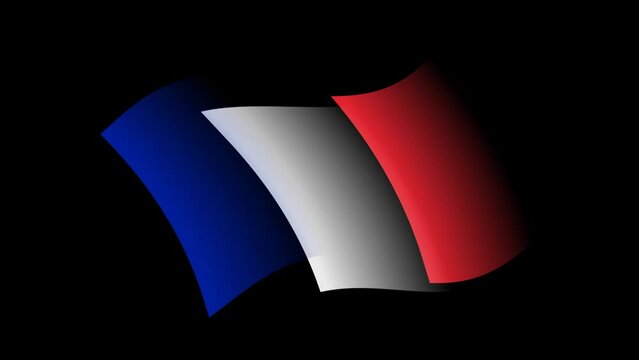 France flag animated stylized watercolor. Colored stripes of french flag. The waving banner of france. State patriotic banner. Tricolor. Design element, transparent, seamless loop