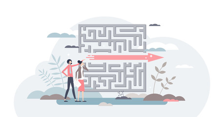 Fast solution as successful and effective problem overcome tiny person concept, transparent background. Symbolic business strategy.