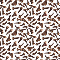 Seamless pattern with hand drawn colorful cloves sketch style