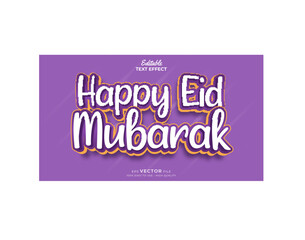 Editable text effect - Happy Eid Mubarak template style premium vector