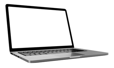 Laptop computer on transparent background png file with a transparent blank screen. screen mockup...