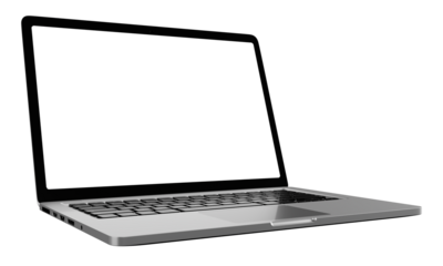 Laptop computer on transparent background png file with a transparent blank screen. screen mockup template.