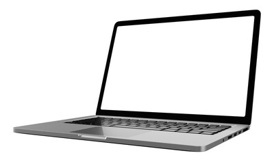 Laptop computer on transparent background png file with a transparent blank screen. screen mockup...