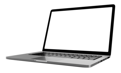Laptop computer on transparent background png file with a transparent blank screen. screen mockup template.