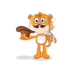 tiger fencer character. cartoon mascot vector