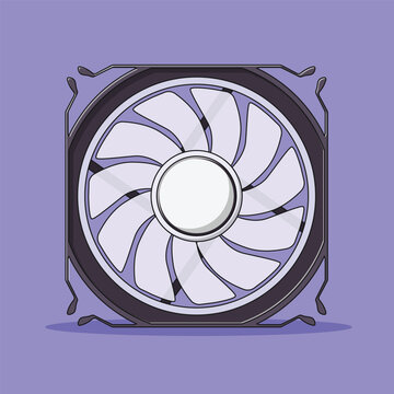 recommend clip art: PC Casing Fan Vector Icon Illustration with Outline for Design Element, Clip Art, Web, Landing page, Sticker, Banner. Flat Cartoon Style