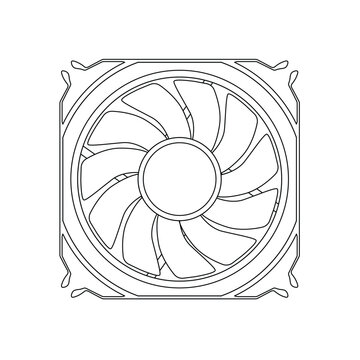 recommend clip art: PC Casing Fan Outline Icon Illustration on Isolated White Background