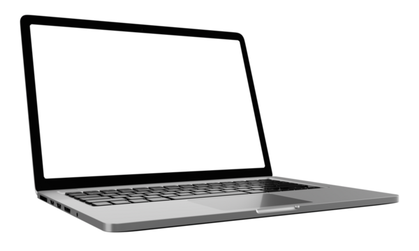 Laptop computer on transparent background png file with a transparent blank screen. screen mockup template.