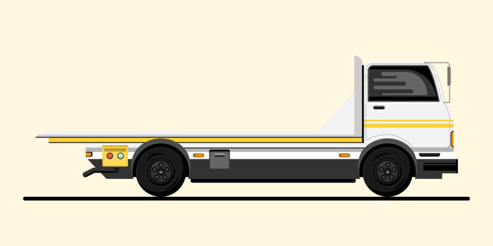 White empty tow truck cartoon on isolated background, Vector illustration.