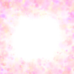 正方形　鮮やかなピンク色のドットが散らばる丸いフレーム