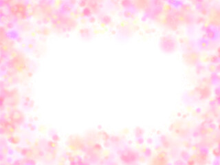 鮮やかなピンク色のドットが散らばる丸いフレーム