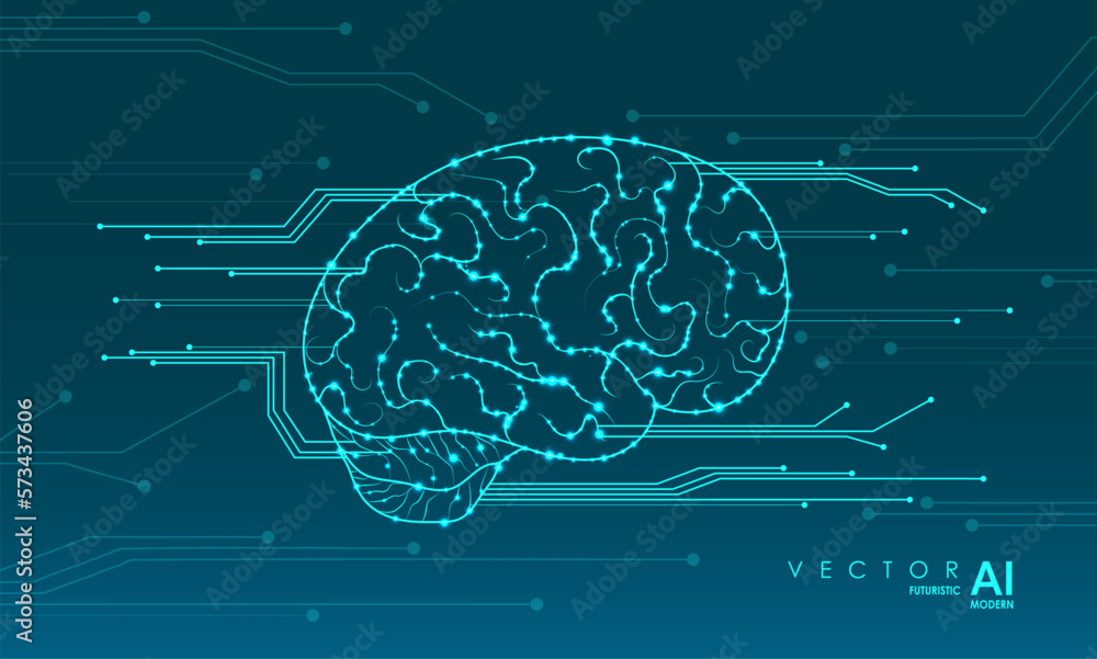 Poster technological brain and machine learning concept