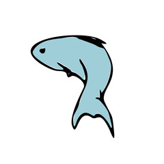 Illustration underwater animals. Marine coloring doodle with different nautical elements.