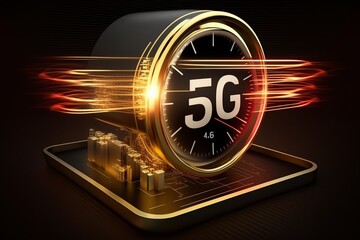 illustration, high speed mobile internet network symbol concept, ai generative
