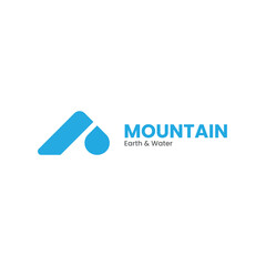 Mountain and water logo in life's signature blue color