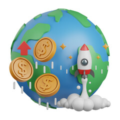 Fototapeta premium 3d rendering global economy up isolated useful for banking, currency, finance and global business