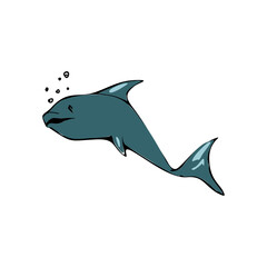 Marine coloring doodle with different nautical elements. Illustration underwater animals 