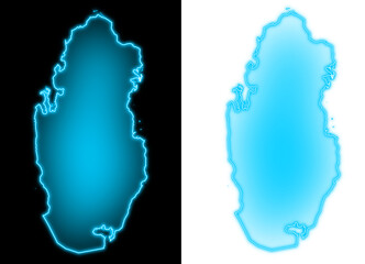 qatar map blue glow futuristic  transparent background