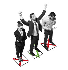 Successful businessman defeating his competitors