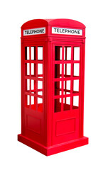 red callbox, telephone booth, phone booth  isolated - obrazy, fototapety, plakaty