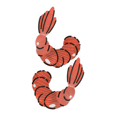 Stylish paper cut print boiled shrimp illustration