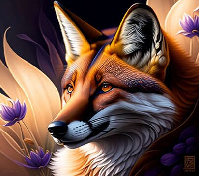fox in the sun beautiful artwork - illustration, 